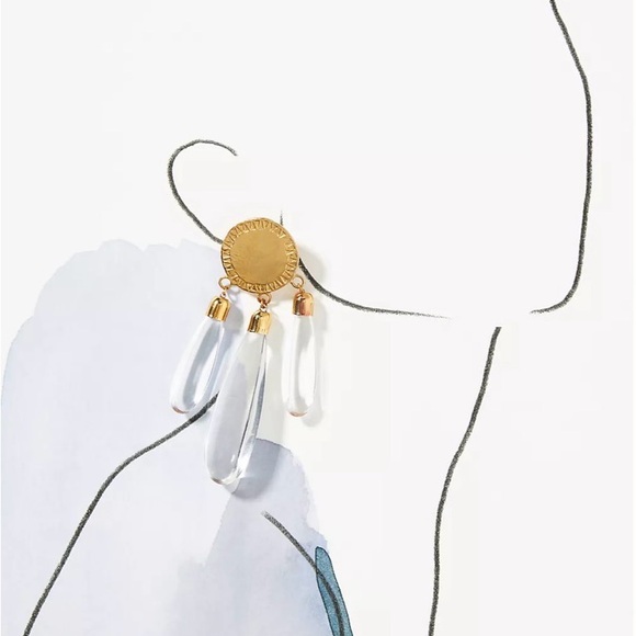 Castlecliff Elegant Gold and Clear Drop Earrings - Picture 2 of 2